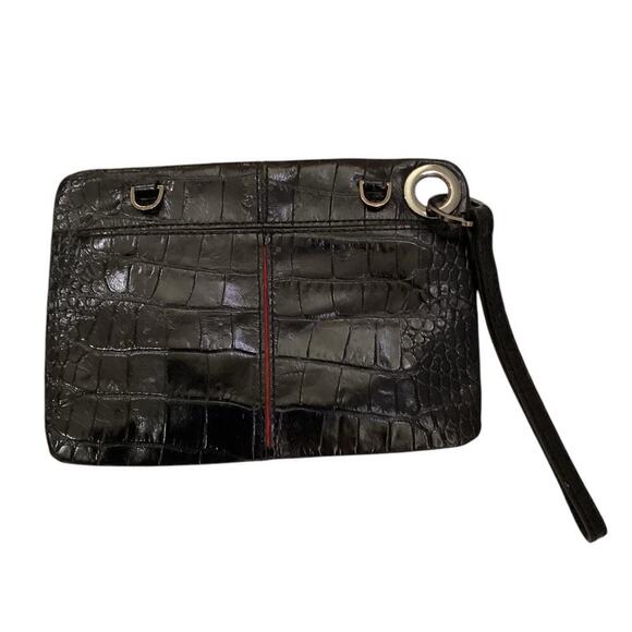 Hammitt Nash Small 2 Crossbody Wristlet Painted Rattle Snake Black Leather Bag - Picture 7 of 12